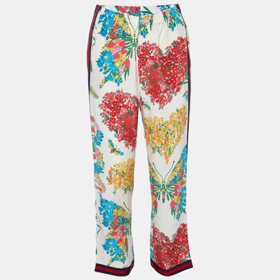 Pre-owned Gucci Multicolor Corsage Printed Silk Pajama Pants S