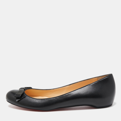 Pre-owned Christian Louboutin Black Leather Ballet Flats Size 37.5