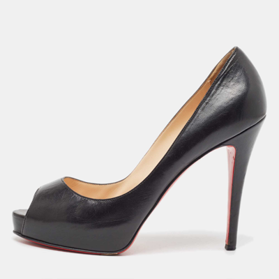 Pre-owned Christian Louboutin Black Leather Very Prive Pumps Size 37.5