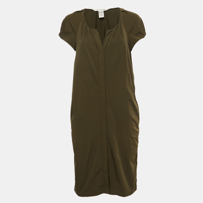 Pre-owned Diane Von Furstenberg Olive Green Stretch Knit Luisa Mini Dress S