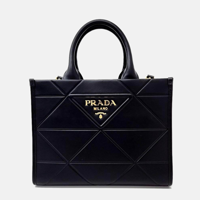 Pre-owned Prada Black Leather Tote & Shoulder Bag