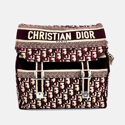 Pre-owned Dior Christian  Oblique Camp Messenger Bag In Burgundy