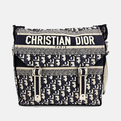 Pre-owned Dior Christian  Oblique Camp Messenger Bag In Navy Blue