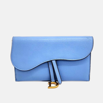 Pre-owned Dior Christian  Saddle Chain Crossbody Bag In Blue