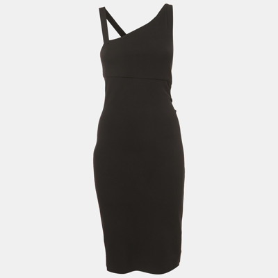 Pre-owned Diane Von Furstenberg Black Knit One Shoulder Mini Dress S