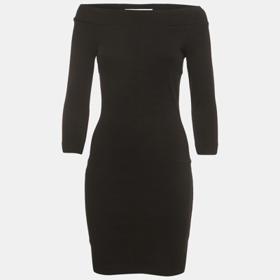 Pre-owned Diane Von Furstenberg Black Knit Off Shoulder Mini Dress S