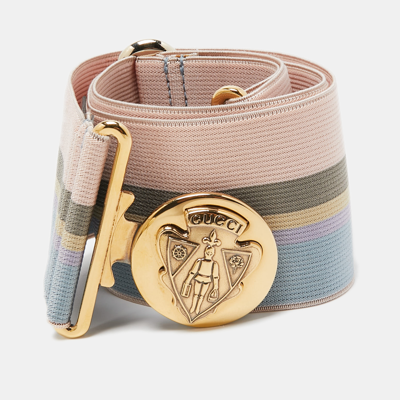 Pre-owned Gucci Multicolor Elastic Web Hysteria Adjustable Belt 70cm