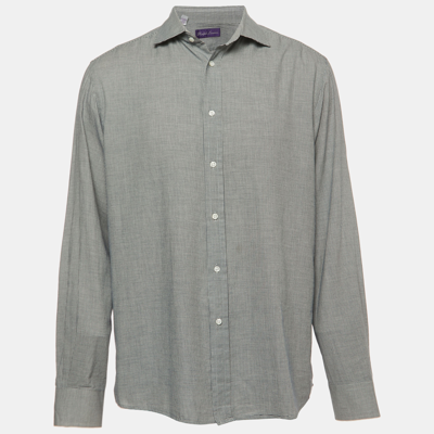Pre-owned Ralph Lauren Purple Label Ralph Lauren Black Print Cotton Button Front Full Sleeve Shirt L