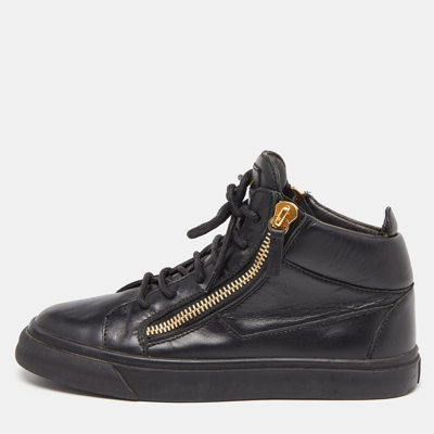 Pre-owned Giuseppe Zanotti Black Leather London High-top Trainers Size 37