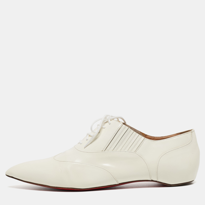 Pre-owned Christian Louboutin Cream Leather Oxfords Size 40