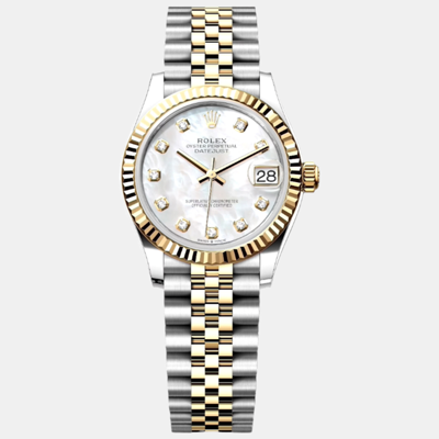 Pre-owned Rolex -18k Yellow Gold & Stainless Steel 31 Automatic Datejust 278273 In Silver