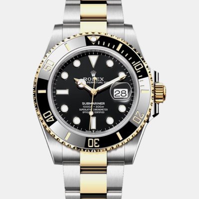 Pre-owned Rolex -18k Yellow Gold & Stainless Steel 41 Submariner 126613 Ln In Black