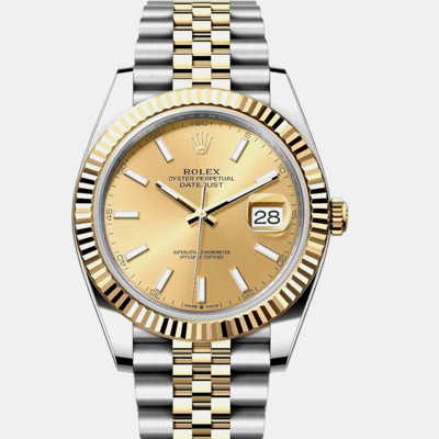 Pre-owned Rolex -18k Yellow Gold & Stainless Steel Automatic Datejust 126333 41 Mm