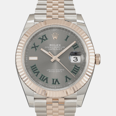 Pre-owned Rolex -18k Everose Gold And Stainless Steel Automatic Datejust 126331 41 Mm In Grey