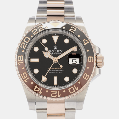 Pre-owned Rolex -18k Everose Gold And Stainless Steel Automatic Gmt-master Ii 126711 Chnr 40 Mm In Black