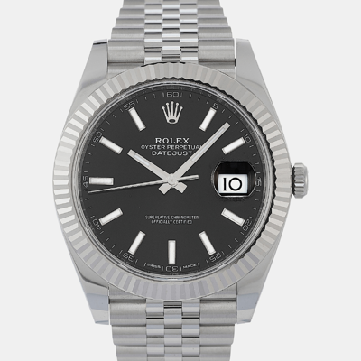 Pre-owned Rolex -18k White Gold And Stainless Steel Automatic Datejust 126334 41 Mm In Black