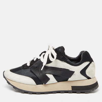 Pre-owned Off-white Black/grey Suede And Fabric Arrow Hg Runner Trainers Size 36