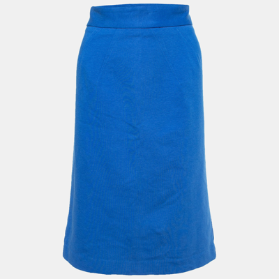 Pre-owned Diane Von Furstenberg Blue Cotton Knit Courgarette Skirt L