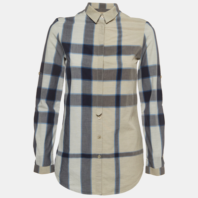 Pre-owned Burberry Grey Checked Button Front Shirt Xxs