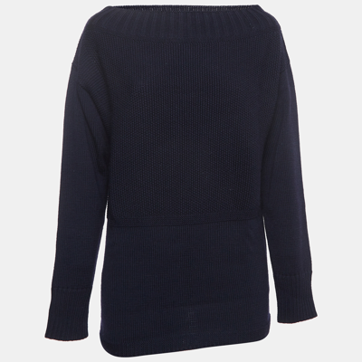 Pre-owned Burberry Prorsum Navy Blue Wool Boat Neck Sweater M