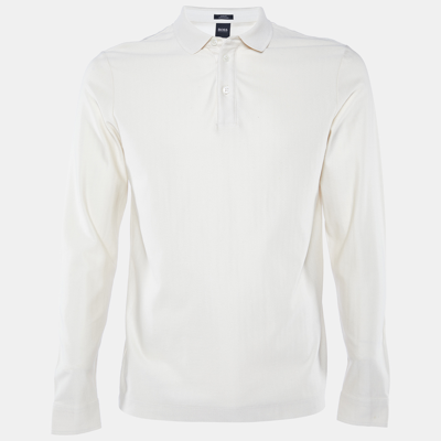 Pre-owned Hugo Boss Boss  Beige Patterned Cotton Knit Long Sleeve T-shirt M In Cream