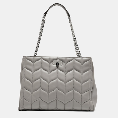 Pre-owned Michael Kors Grey Quilted Leather Peyton Large Convertible Tote