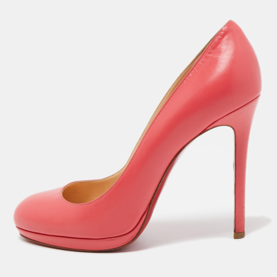 Pre-owned Christian Louboutin Pink Leather Simple Round Toe Pumps Size 40