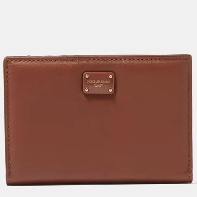 Pre-owned Dolce & Gabbana Brown Leather Bi-fold Wallet