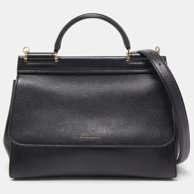 Pre-owned Dolce & Gabbana Black Leather Top Handle Bag