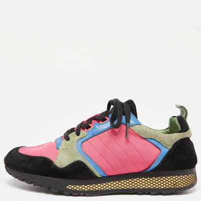 Pre-owned Gucci Multicolor Suede And Nylon Icaro Trainers Size 40.5 In Pink