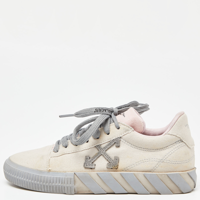 Pre-owned Off-white Off White Beige Canvas Low Top Trainers Size 37