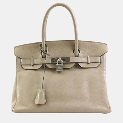 Pre-owned Hermes Handbag Personal Order Birkin 30 Chevre Misor Estimated Tourtiere Gray X Flamingo Silver Ladies In Grey