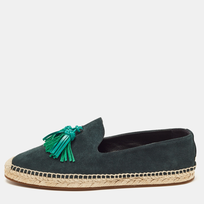 Pre-owned Burberry Green Suede Tassel Espadrille Flats Size 40
