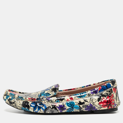 Pre-owned Miu Miu Multicolor Floral Print Patent Leather Loafers Size 37