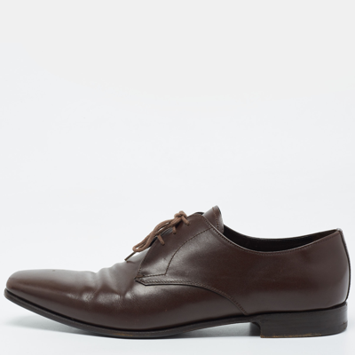 Pre-owned Prada Brown Leather Lace Up Oxford Size 43.5