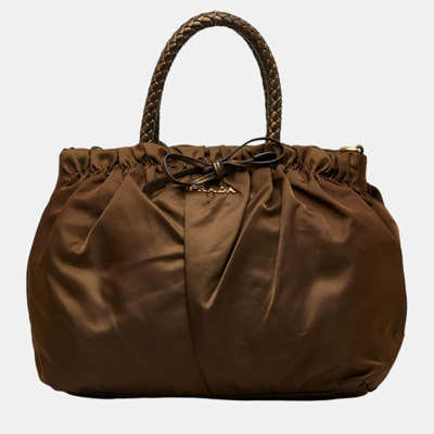 Pre-owned Prada Brown Canvas Tessuto Handbag