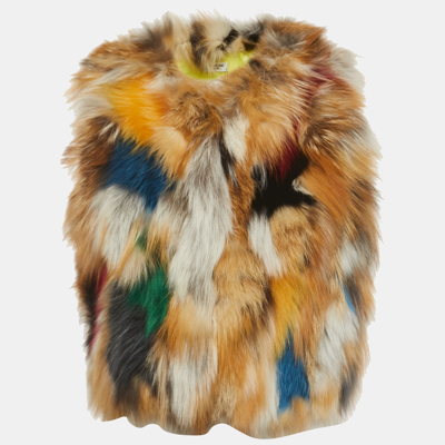 Pre-owned Zadig & Voltaire Multicolor Fur Sleeveless Cropped Jacket M