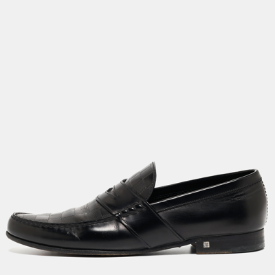 Pre-owned Louis Vuitton Black Damier Leather Santiago Loafers Size 43