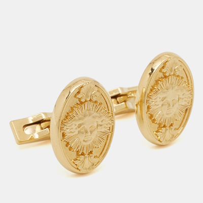 Pre-owned S.t. Dupont Sun Gold Tone Oval Cufflinks