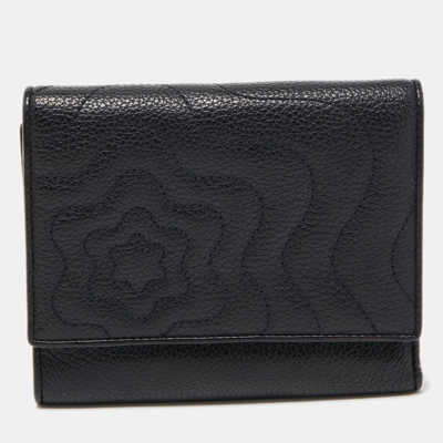 Pre-owned Montblanc Black Leather Starisma Trifold Wallet