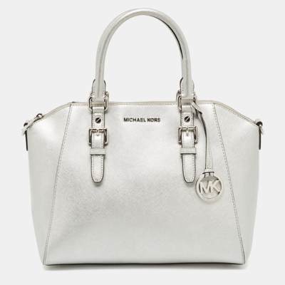Pre-owned Michael Michael Kors Silver Leather Large Ciara Satchel