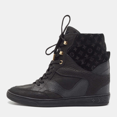 Pre-owned Louis Vuitton Black Monogram Empreinte Leather And Suede High Top Sneakers Size 37