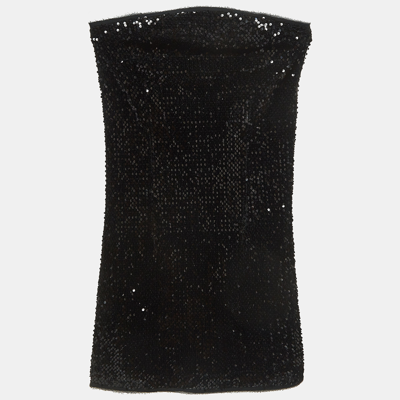 Pre-owned Zadig & Voltaire Black Sequined Tube Mini Dress M