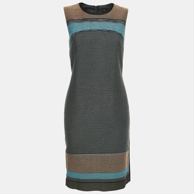 Pre-owned Boss By Hugo Boss Multicolor Textured Cotton Blend Sleeveless Dress S