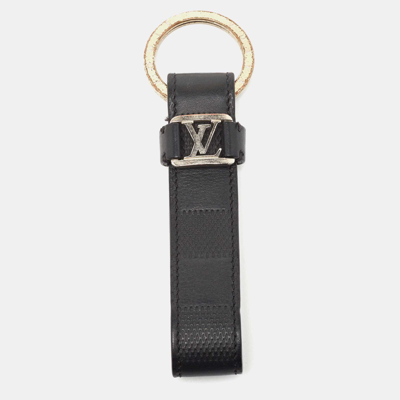 Pre-owned Louis Vuitton Damier Infini Leather Lv Dragonne Key Holder In Black