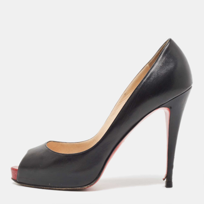 Pre-owned Christian Louboutin Black Leather Very Prive Pumps Size 40