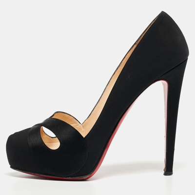 Pre-owned Christian Louboutin Black Satin Boucoulou Pumps Size 39