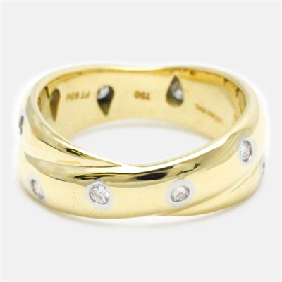 Pre-owned Tiffany & Co Etoile Twist 18k Yellow Gold Platinum Diamond Ring Eu 53