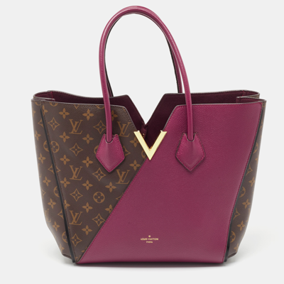 Pre-owned Louis Vuitton Aurore Monogram Canvas And Leather Kimono Mm Bag In Purple