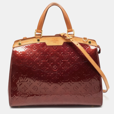 Pre-owned Louis Vuitton Amarante Monogram Vernis Brea Gm Bag In Burgundy